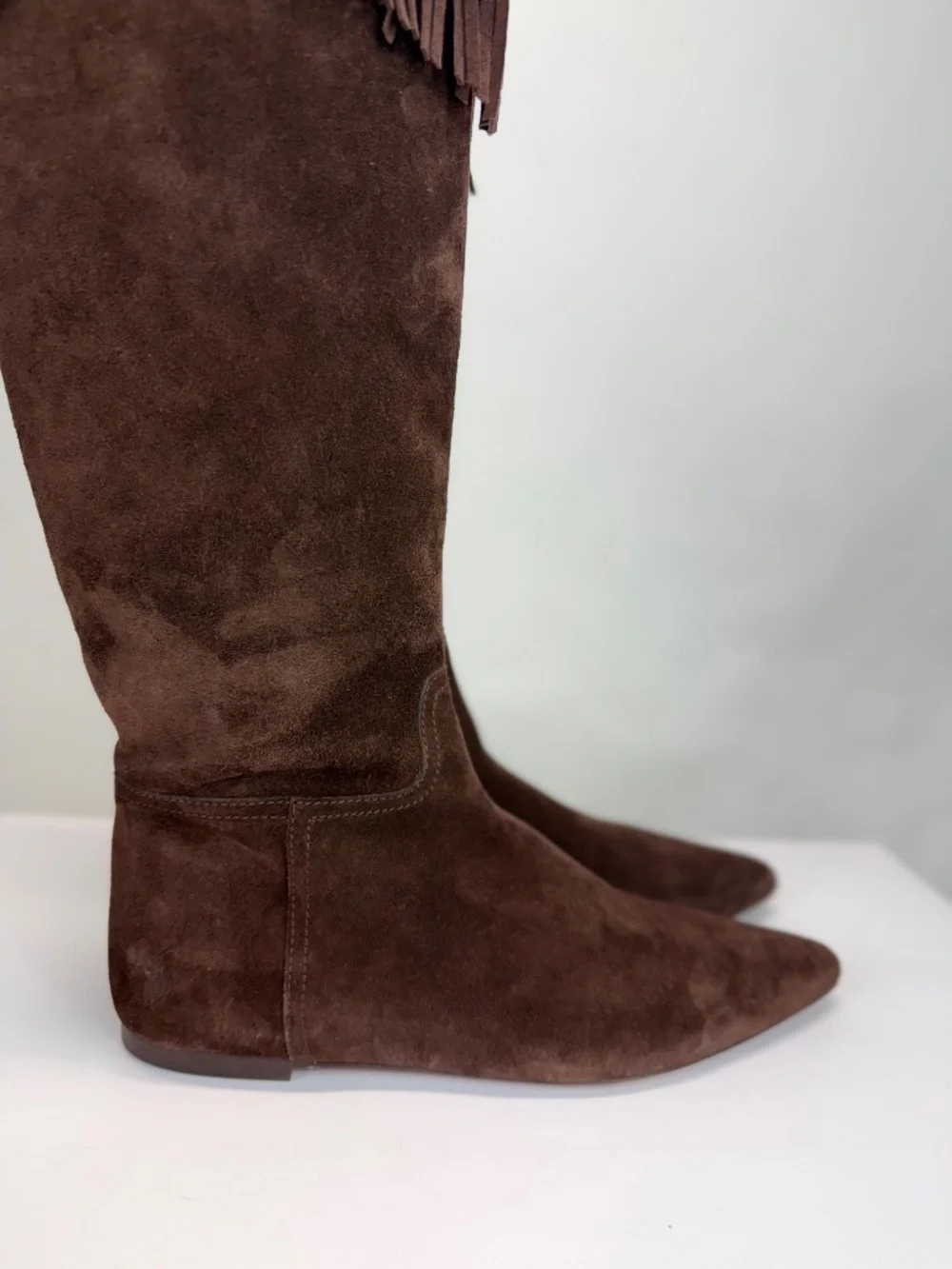 New Polo Ralph Lauren Fringe-Trim Suede Boot Knee High Sz 7